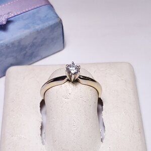 Estate .20ct Natural Rd Diamond Solitiare SI3 GH 14Kt 2Tone Engagement Ring23337